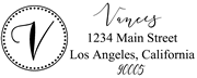 Solid Line and Dot Border Letter V Monogram Stamp Sample